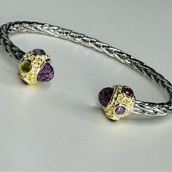 Two Tone Amethyst Braided Cuff Bracelet - Picture 4 of 6